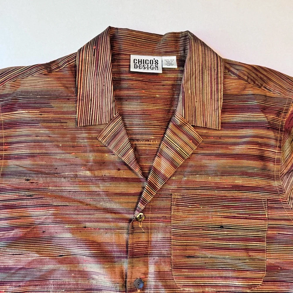 CHICO'S 100% Silk Button-Front
Shirt Brown Sleeve Size 4‎ - Picture 2 of 14